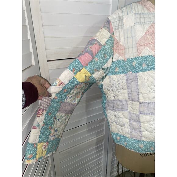 Vintage Handmade Quilted Bed Jacket Robe Cover Up XL 2X Loungewear - Picture 2 of 12